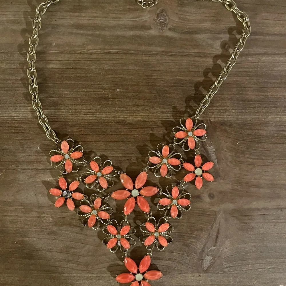 Paparazzi Coral Floral‎ Necklace with Gold Chain